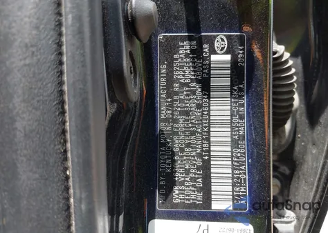 2014 Toyota Camry Se from USA, damaged, VIN 4T1BF1FKXEU460347